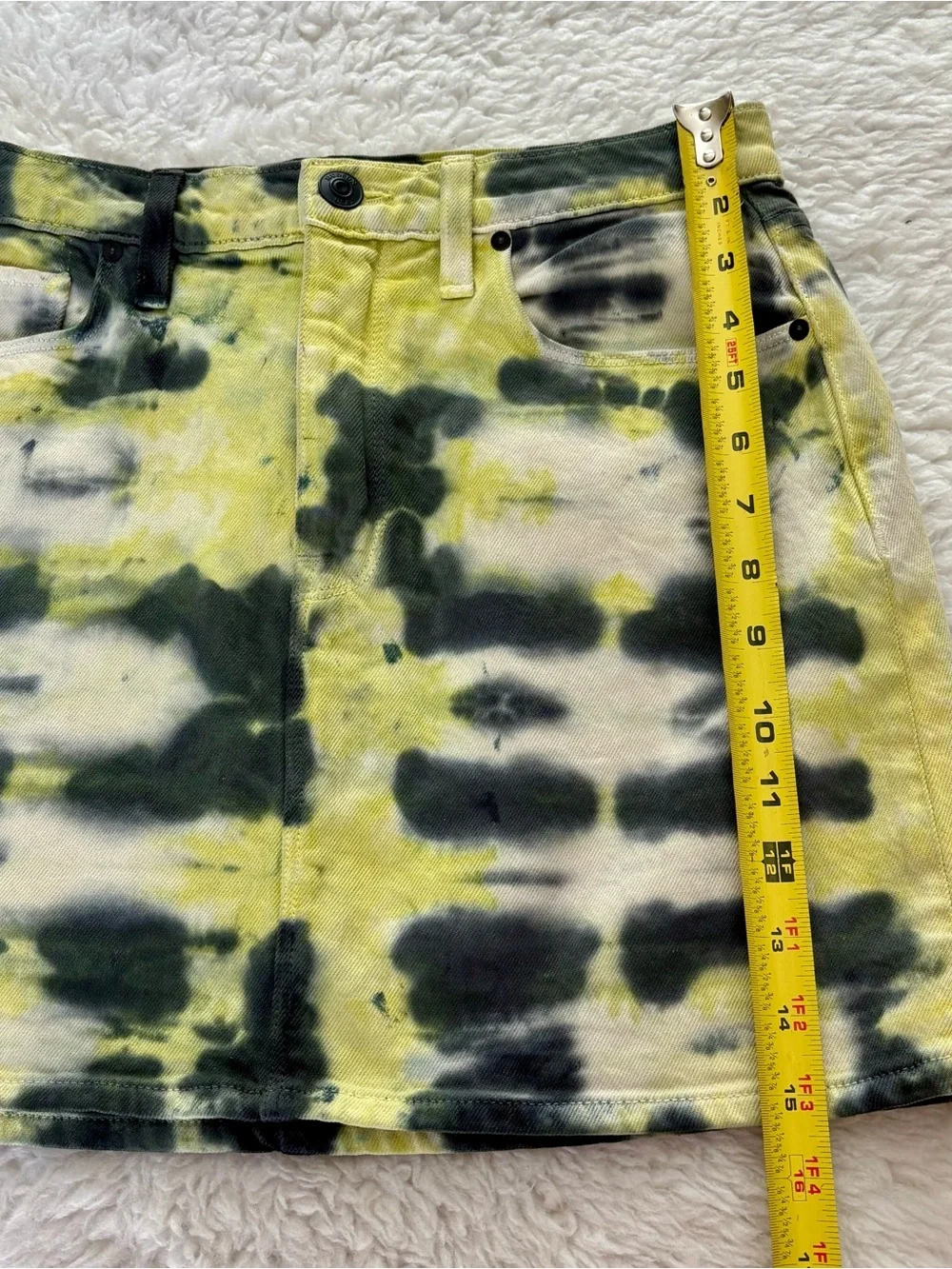 Hudson Jeans Yellow and Black Tie-Dye Mini Skirt size 28